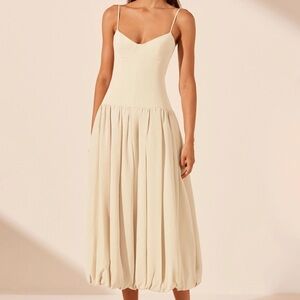 Shona Joy Vento Bustier Bubble Midi Dress - BONE